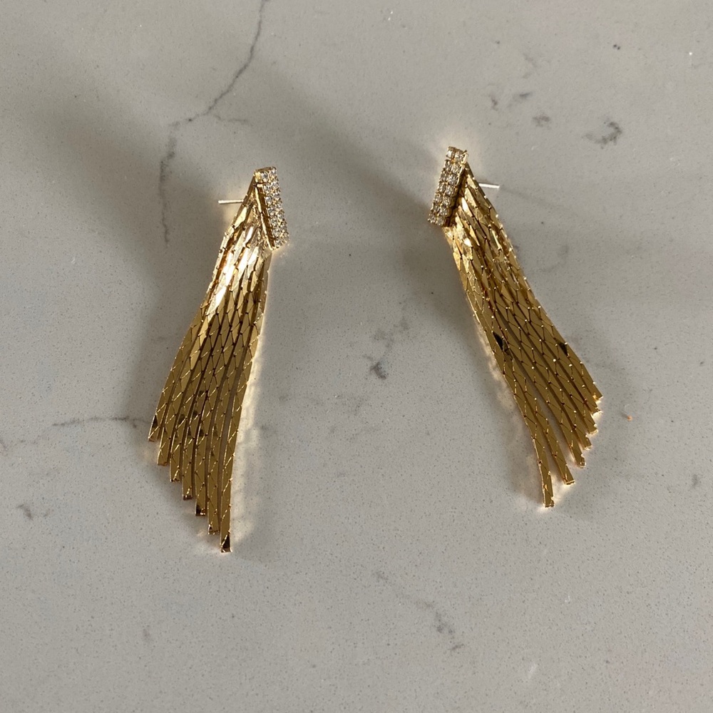 Vtg Park Lane Tassel Earrings, Park Lane Gold Tone Chain Fringe Earrings